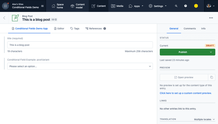 CMS Feature: Conditional Fields